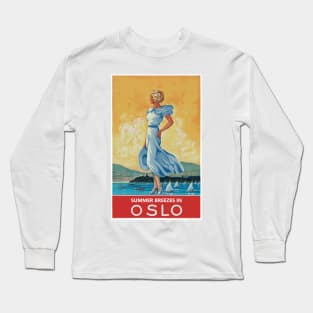 Summer Breezes in Oslo - Vintage Travel Poster Long Sleeve T-Shirt